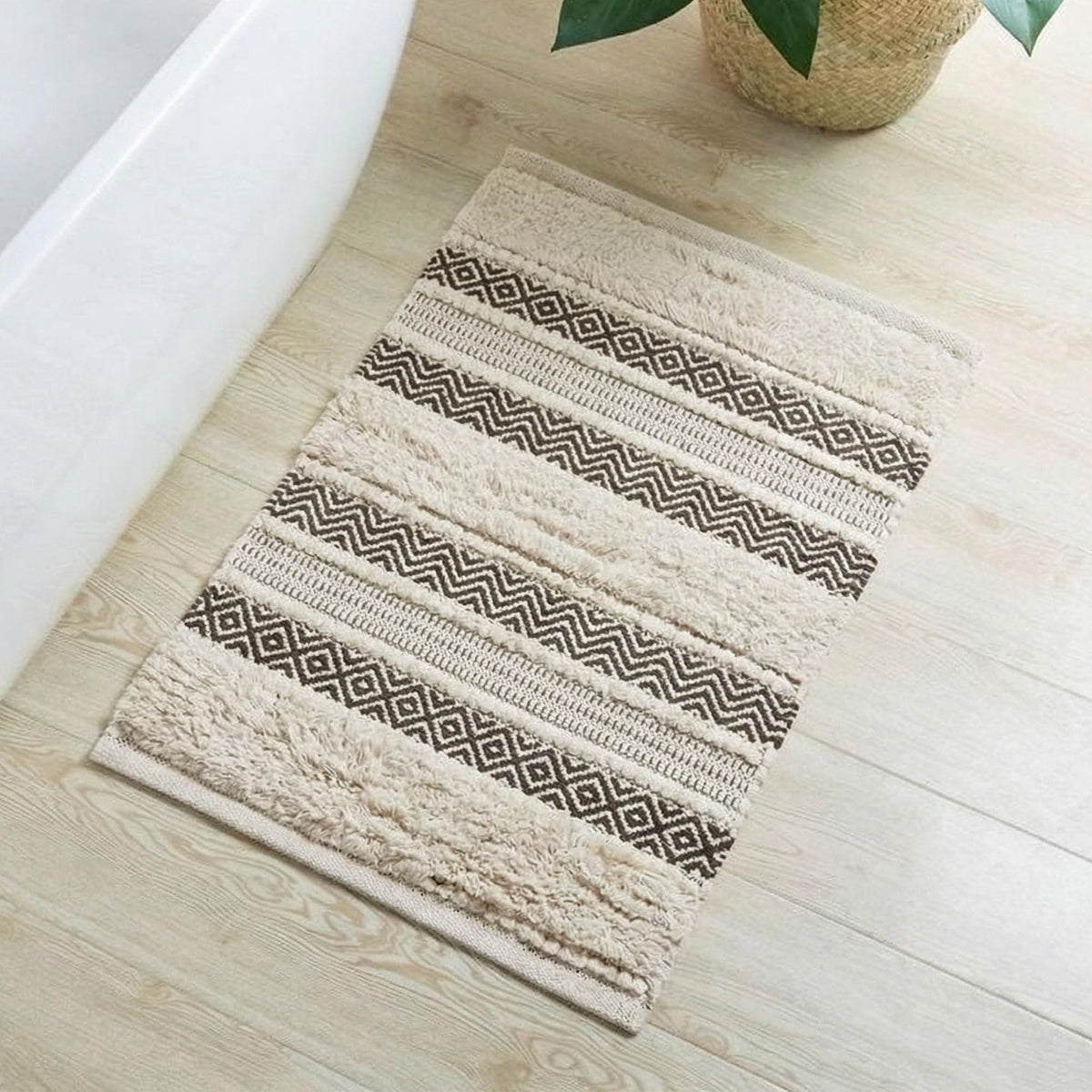 INK+IVY Asher Non-Slip Bath Rug Absorbent Quick Dry Striped, 20 x 32, Navy