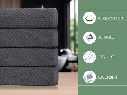 COTTON CRAFT Euro Spa Waffle Weave Bath Towels - Set of 4 Grey Towels