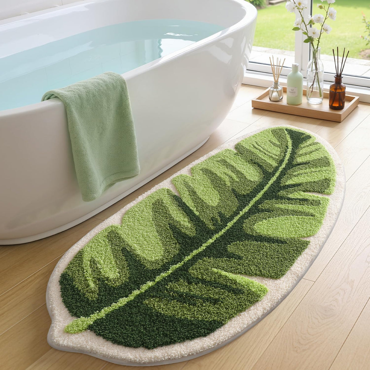 LUMI Flower Bathroom Rug, Absorbent Non Slip Bath Mat, 20"x32", Pink Flower
