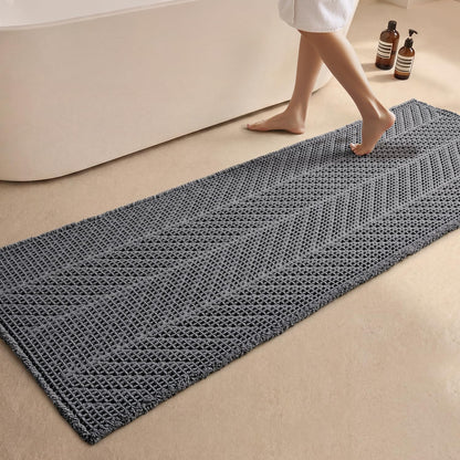 Sunfly Boho Bathroom Rug, Herringbone Waffle Bath Mat Non-Slip Washable Super Absorbent Quick Dry, Farmhouse Bath Mat for Bathroom Floor Decor 20"*30" Khaki