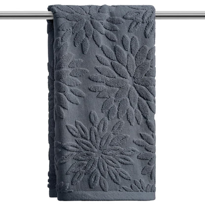Artoid Mode 2 Pcs Olive Green 3D Dahlia Floral Jacquard Hand Towels for Bathroom, Cotton Soft Absorbent Bathroom Decor Towels, 13.7 x 29.5 Inch