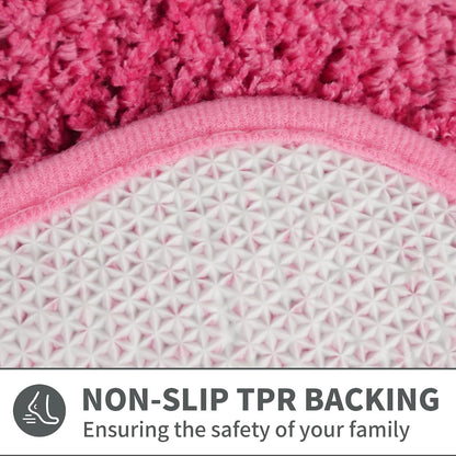 Cute Scalloped Rose Pink Bathroom Rugs Mat,Non Slip Absorbent Quick Dry Bath Mats for Shower Room,Microfiber Bath Mats for Bathroom Floor Washable Carpet for Shower Tub Sink Bedroom,20"x32"