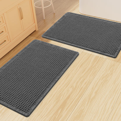 Smiry Waffle Bathroom Rugs Sets 2 Piece (30x20+24x16, Brown)