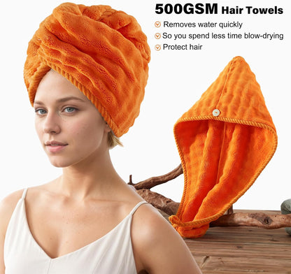COZYART Lint Free 8 Pcs Bathroom Towels Set Ultra Soft Microfiber Orange