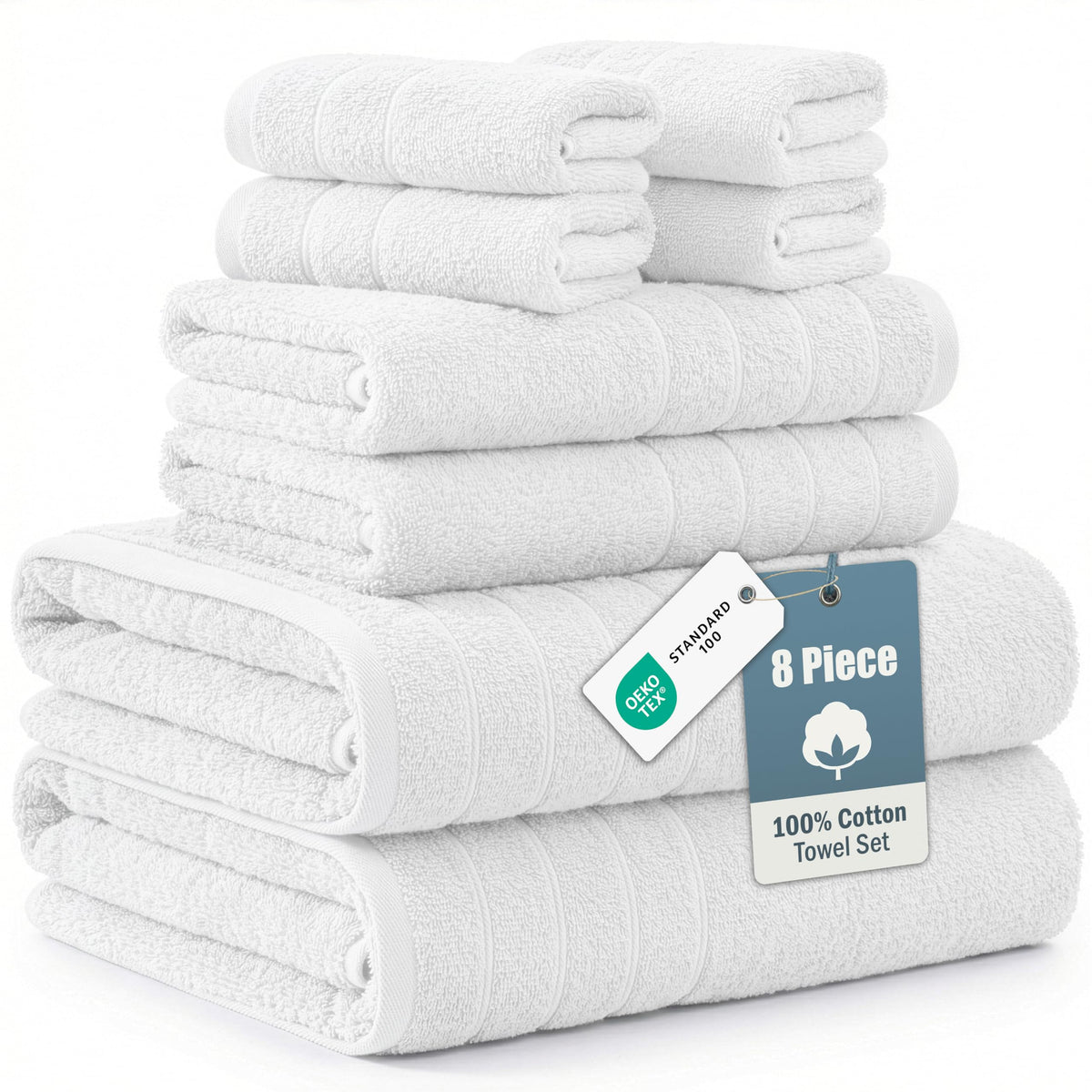 Casa Platino Towel Set Soft Absorbent Quick Dry 100% Cotton - Cool Grey