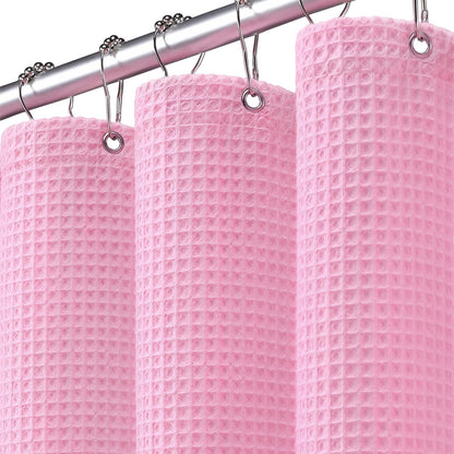 Waffle Weave Shower Curtain Heavyweight Cotton Fabric Black 72Wx72L