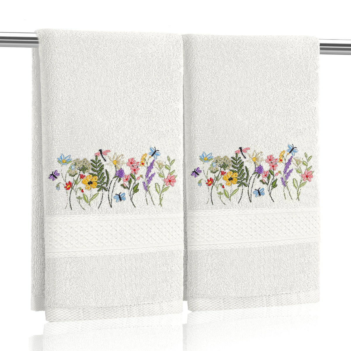 SmoothNovelty 2 Pcs Butterfly Hand Towels Purple Bathroom Decor 14x29 Inch