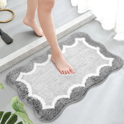 Cute Scalloped Rose Pink Bathroom Rugs Mat,Non Slip Absorbent Quick Dry Bath Mats for Shower Room,Microfiber Bath Mats for Bathroom Floor Washable Carpet for Shower Tub Sink Bedroom,20"x32"