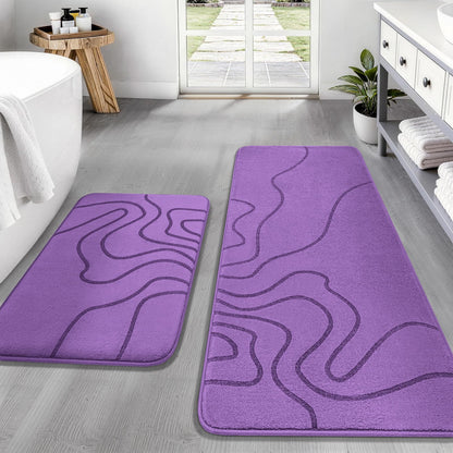 YIHOUSE Memory Foam Bathroom Rugs Sets 2 Piece, 32"x20"+24"x17", Dark Grey