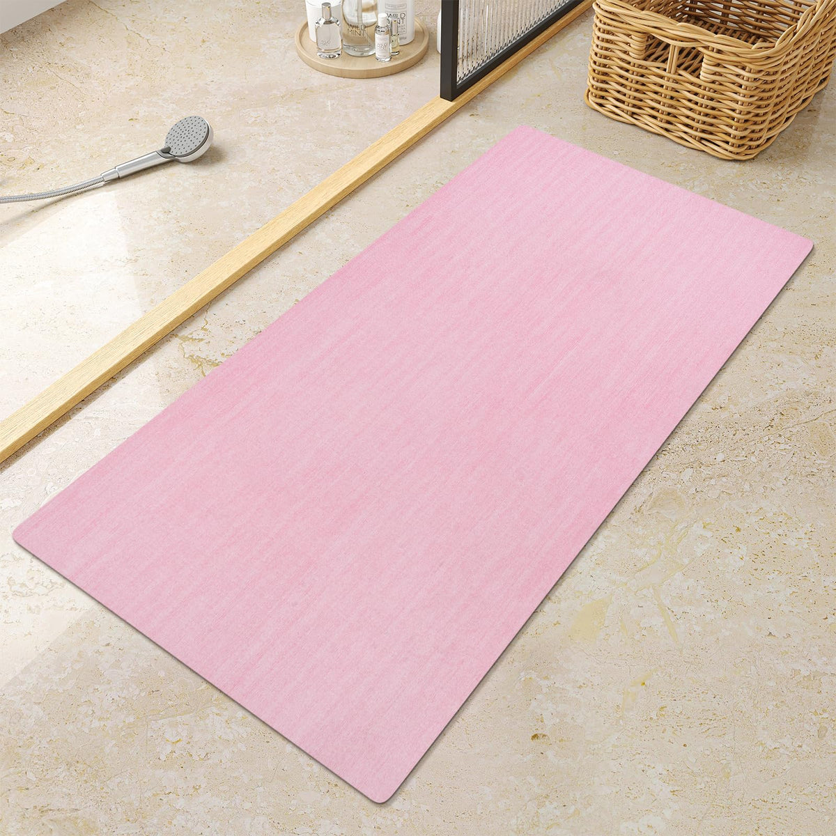Mecko Bath Mat 16"x24",Ultra Thin Bathroom Rug fit Under Door Light Blue