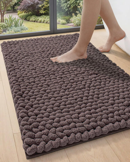 DEXI Bathroom Rugs 36x24, Non Slip Washable Chinelle Bath Mat, Taupe