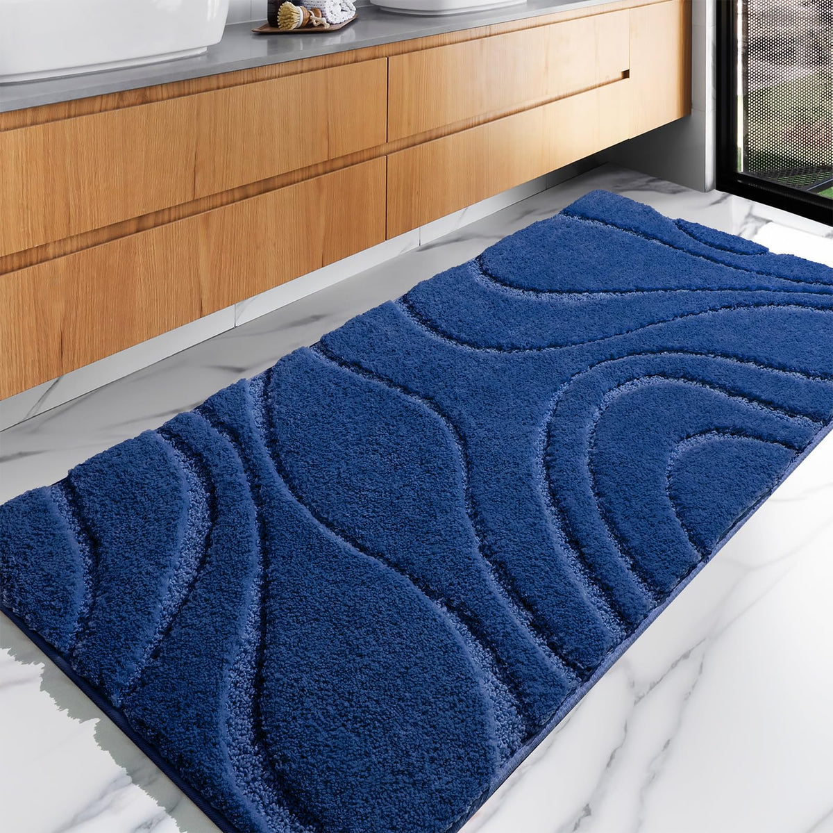 DEXDE Bathroom Rugs Runner 24x60 Long Non-Slip Bath Mats Floor Shower Gray