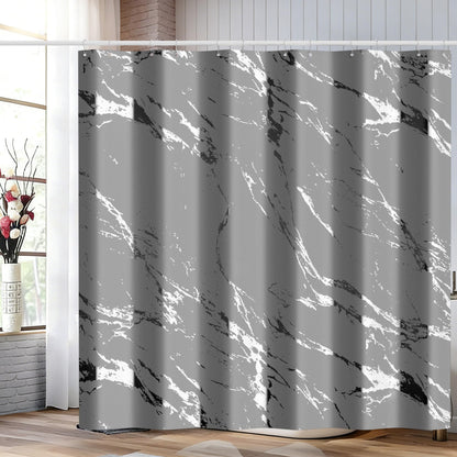 Premium Gray Marble Shower Curtain - Realistic Vein Design, Water-Resistant Fabric (72x72 Inches), Stable Drape, Easy-Clean, Stylish Nordic/Ins Bathroom Decor