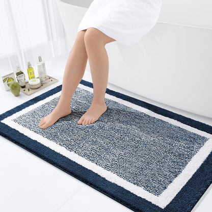 OLANLY Small Bathroom Rugs 24x16, Soft Absorbent Microfiber Bath Rugs, Grey