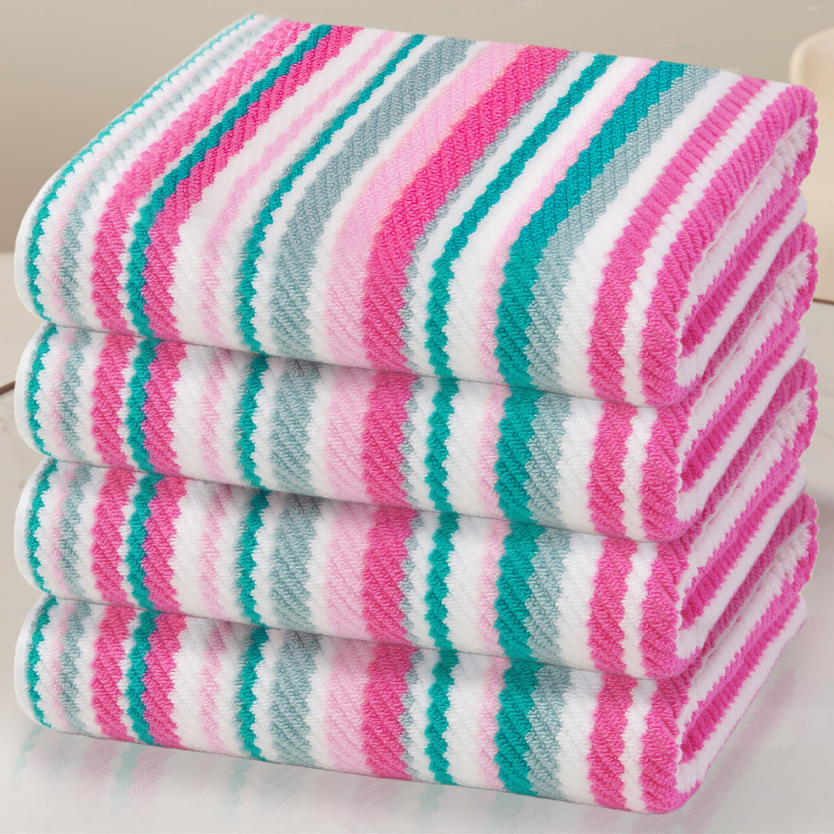 VOOVA & MOVAS Hand Towels 4 Pack, 100% Cotton, 16x27 in, Sage Beige