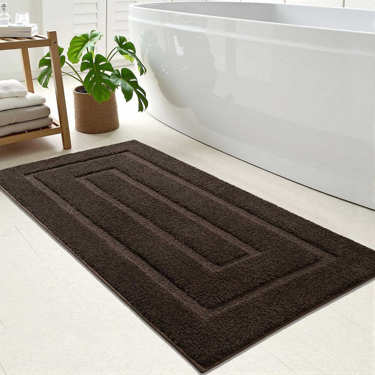 HOMORE Black Bathroom Rug 24x60 Inch Soft Absorbent Bathroom Runner Rug