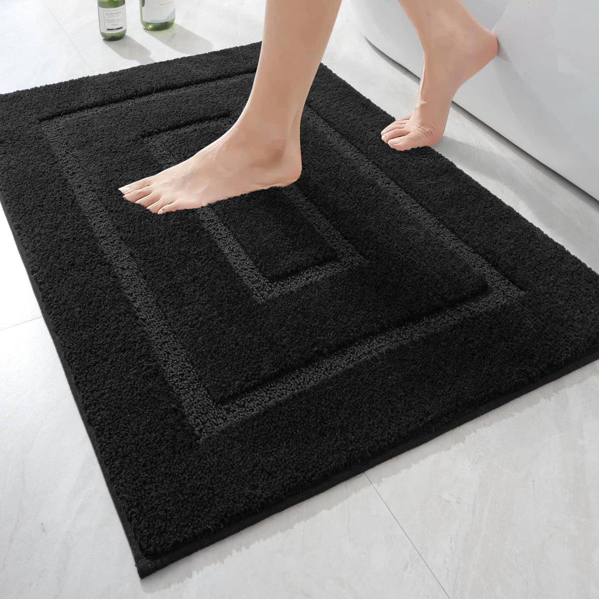 HOMORE Black Bathroom Rug 24x60 Inch Soft Absorbent Bathroom Runner Rug