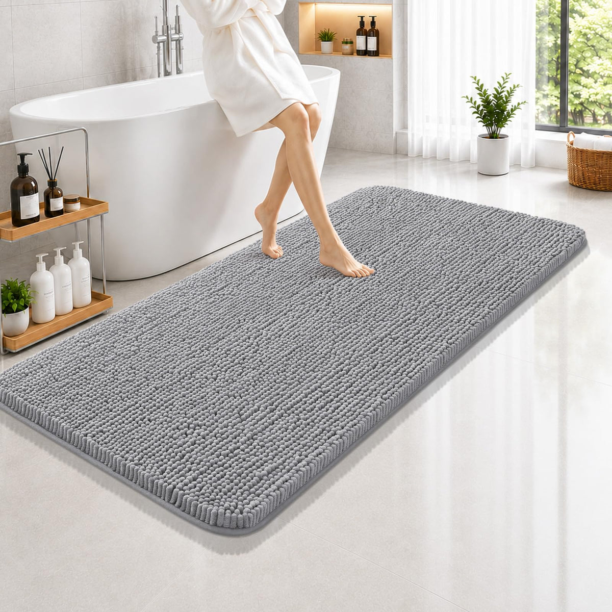 Arotive Bathroom Rugs 24x16, Soft Absorbent Shaggy Chenille Bath Rugs