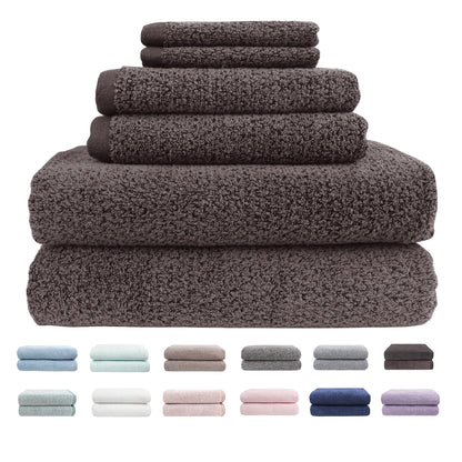 Everplush Diamond Jacquard 6 Pieces Bath Towel Set, Luxury Super Soft Oversized Towels, Highly Absorbent Diamond Jacquard Quick Dry Bath Towel for Bathroom Navy Blue Towel Set
