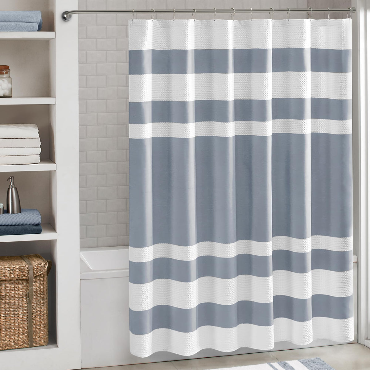 Madison Park Arbor Waffle Shower Curtain for Bathroom, 72 x 72, Beige