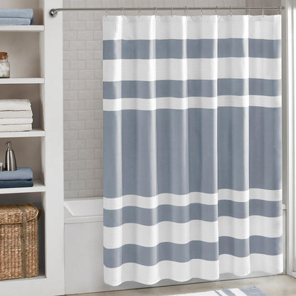 Madison Park Arbor Waffle Shower Curtain for Bathroom, 72 x 72, Beige