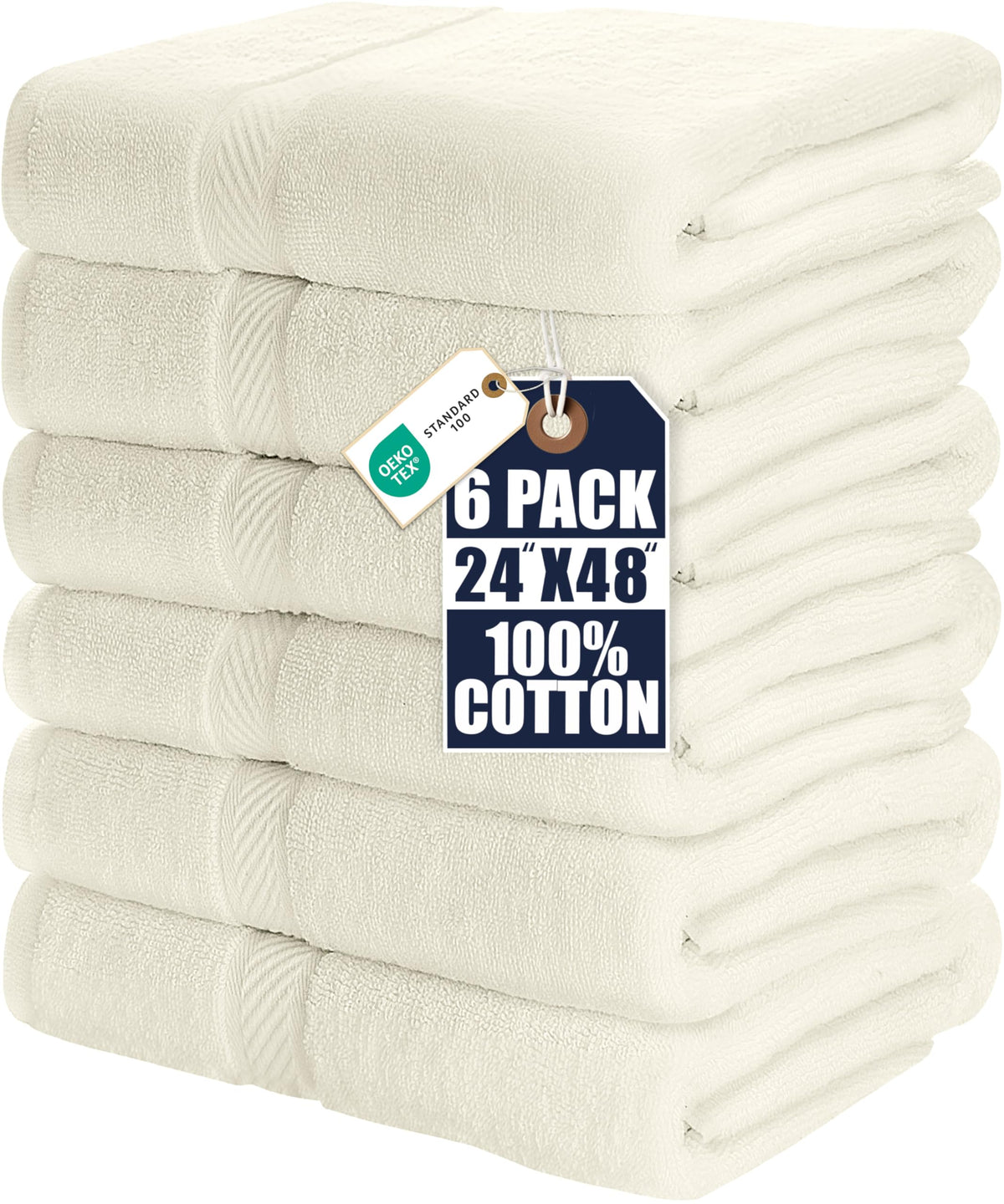 Utopia Towels 6 Pack Medium Bath Towels, 24x48 in, 500 GSM Cotton, White