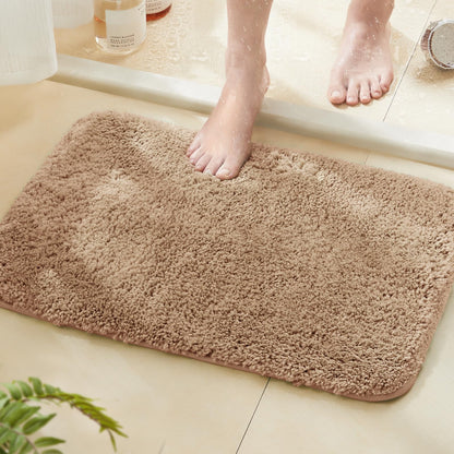 TECHMILLY Shaggy Bathroom Rugs Thick Non Slip Microfiber Mat Green 17"x24"