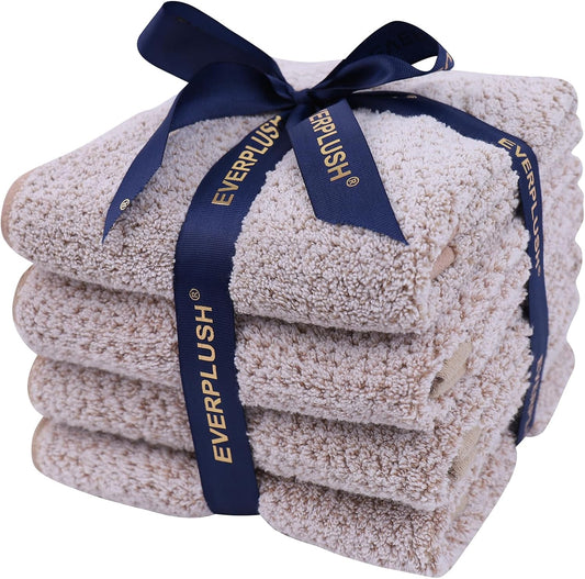 Everplush 4-Piece Premium Hand Towel Sets: Super-Soft, Highly Absorbent & Quick Drying Bathroom Towels – Versatile for Hotel, Bathroom, Shower, Spa, 16x30 Inches(Brown, 16" x 30")