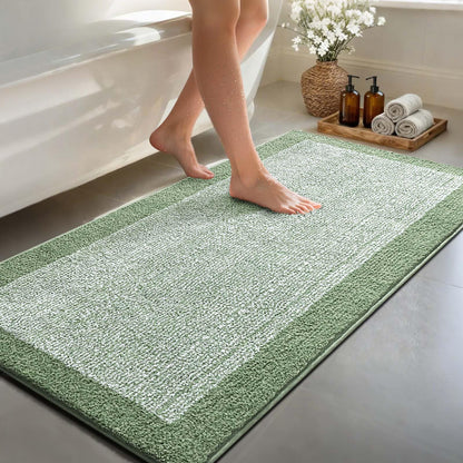 Long 2x4 Ft (48''x24'') Bathroom Rugs, Non Slip Washable Bath Mat Grey