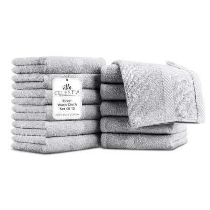 Villa Celestia 100% Cotton Bath Towel Set of 18-4 Bath Towels, 6 Hand Towels, 8 Wash Cloths, Sustainable, Soft, Highly Absorbent, Combed Cotton 18 Piece Set for Hotels, Spa, Bathroom, Dorm, Blue