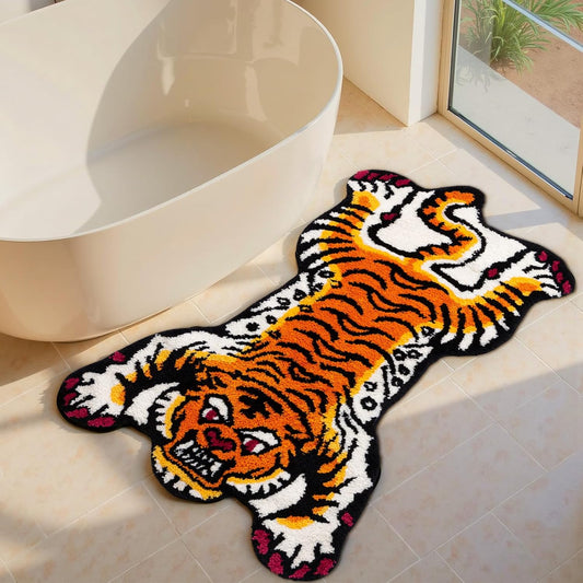 Tibetan Tiger Bath Mat Bathroom Rug Soft Non Slip Orange 24"x40"
