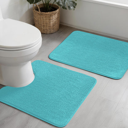 YIHOUSE 2-Piece Towel-Like Memory Foam Bathroom Rug Set, Dark Grey