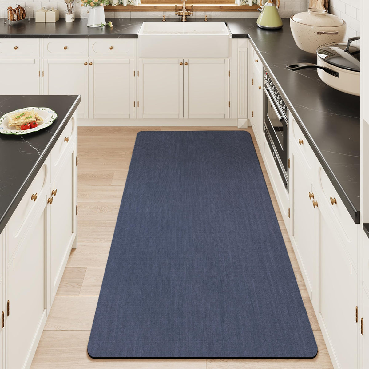 Mecko Bath Mat 16"x24",Ultra Thin Bathroom Rug fit Under Door Light Blue