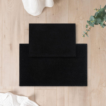FRESHMINT Chenille Bath Rugs Set 2 Pieces, Cream White, 17''x24''+20''x47''