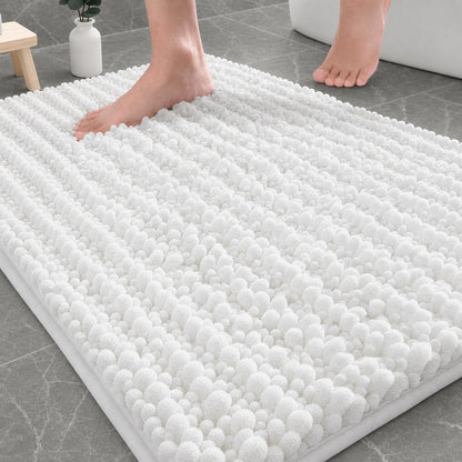 ILANGO Bathroom Rugs Light Grey 44x24, Soft Absorbent Chenille Bath Rugs