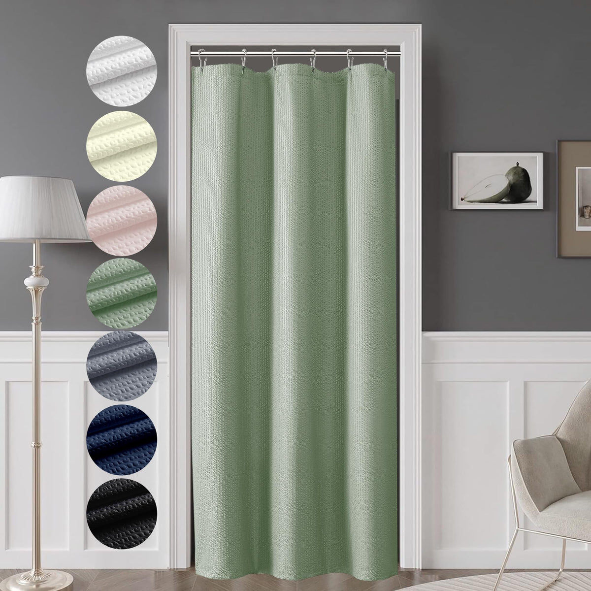 OVZME Berry Cute Shower Curtain, Embossed Textured Fabric Shower Curtain for Bathroom - Soft Cloth & Hotel Spa Luxury, Water Repellent, Machine Washable Shower Curtain, 72X72, Glacier Blue