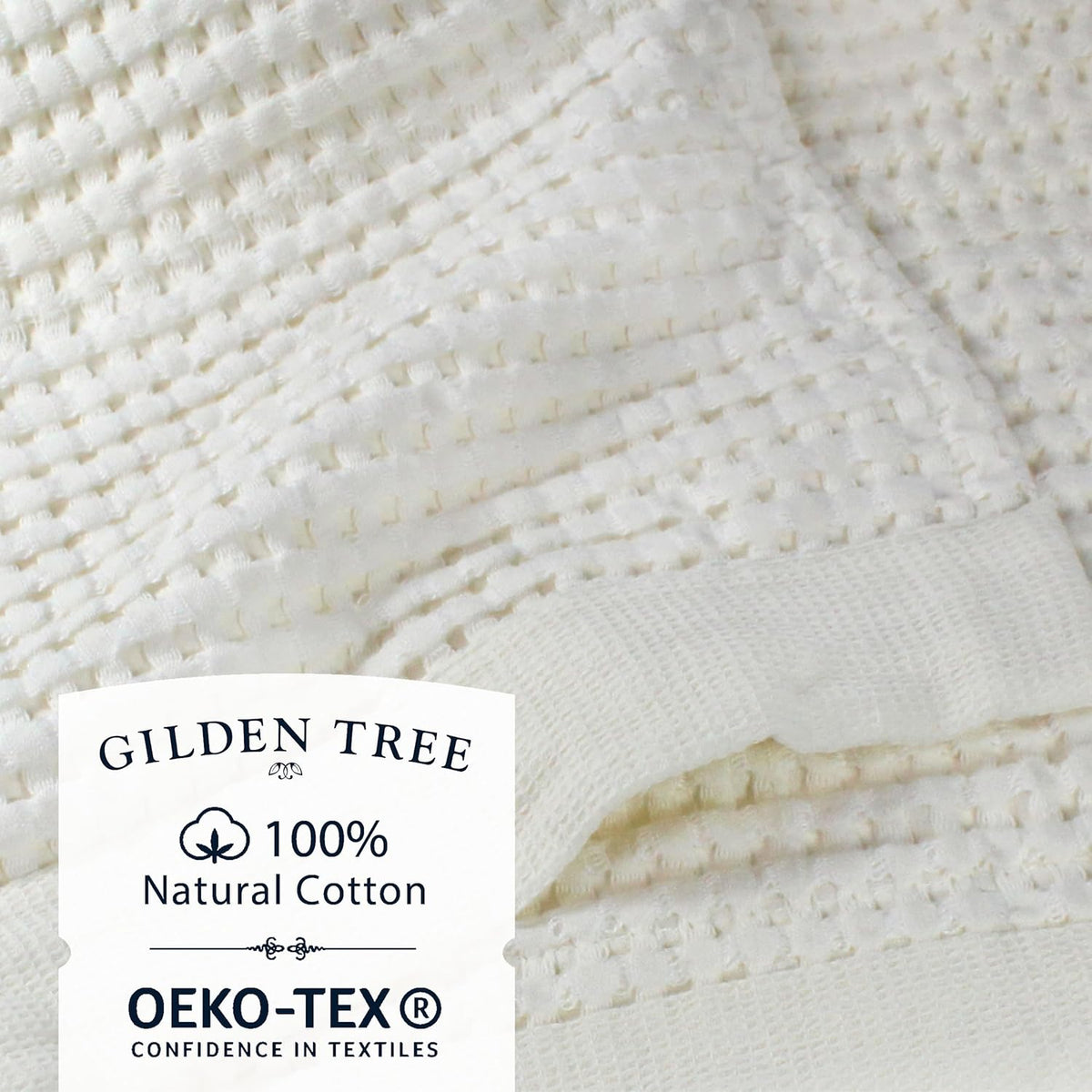 GILDEN TREE Waffle Hand Towels for Bathroom Quick Dry Large Luxury Lint Free Super Absorbent Cotton Hand Towels Set of 2, Modern Style (Cream)