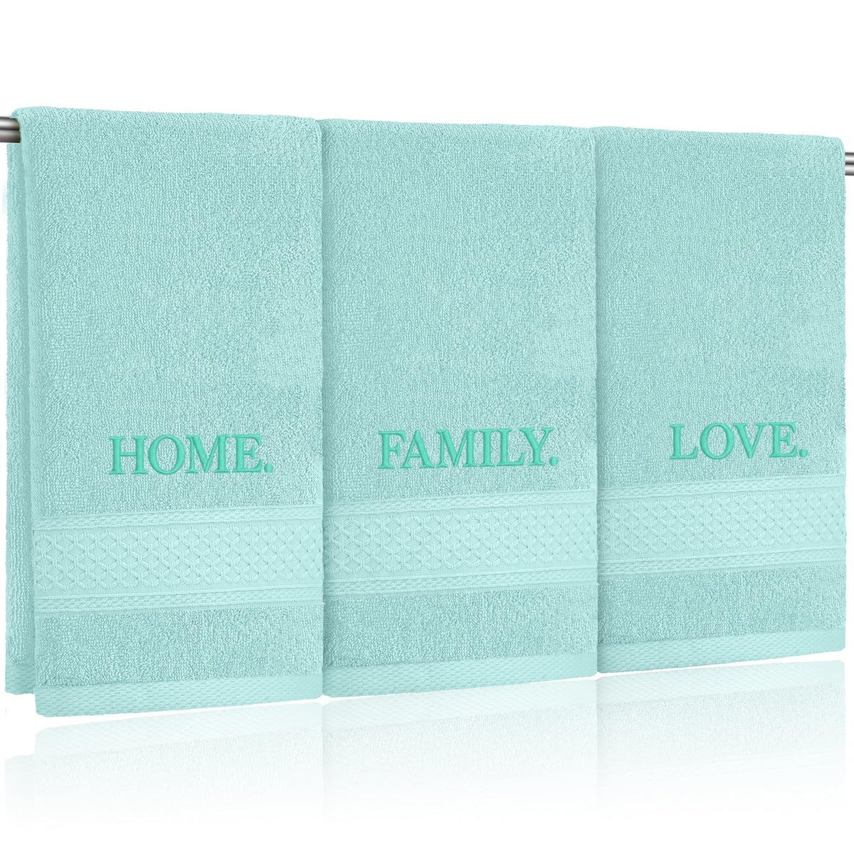 FuWeave 3 Pcs Black and White Hand Towels for Bathroom Home Love Family