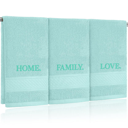 FuWeave 3 Pcs Black and White Hand Towels for Bathroom Home Love Family