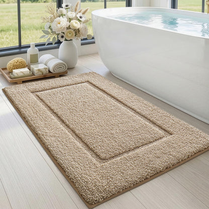 DEXI Bath Mat 36x24, Absorbent and Non Slip Bathroom Rugs, Beige