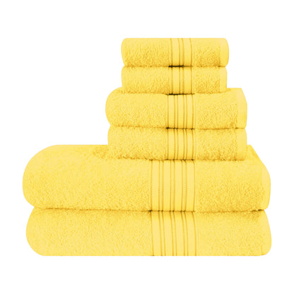 BOUTIQUO 6 Pack Cotton Towel Set, Contains 2 Bath Towels 28x55 inch, 2 Hand Towels 16x24 inch & 2 Wash Coths 12x12 inch, Ideal Everyday use, Ultra Soft Compact & Lightweight - Purple