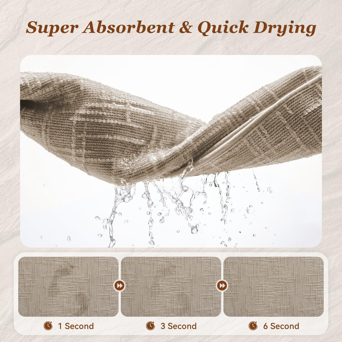 AMOAMI Bath Mat Non Slip Super Absorbent Quick Dry Bath Mats for Bathroom Floor Rubber Backing Washable Bathroom Rugs Modern Woven Jacquard Mat, Beside Tub Bath Rugs, 17" x 24", Brown