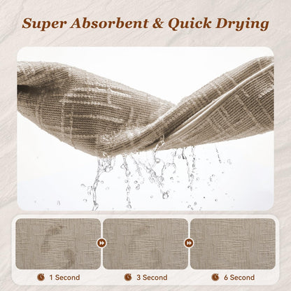 AMOAMI Bath Mat Non Slip Super Absorbent Quick Dry Bath Mats for Bathroom Floor Rubber Backing Washable Bathroom Rugs Modern Woven Jacquard Mat, Beside Tub Bath Rugs, 17" x 24", Brown