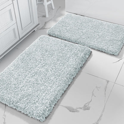 Yimobra Bathroom Rugs Sets 2 Piece, 32x20+24x17, Light Green and White