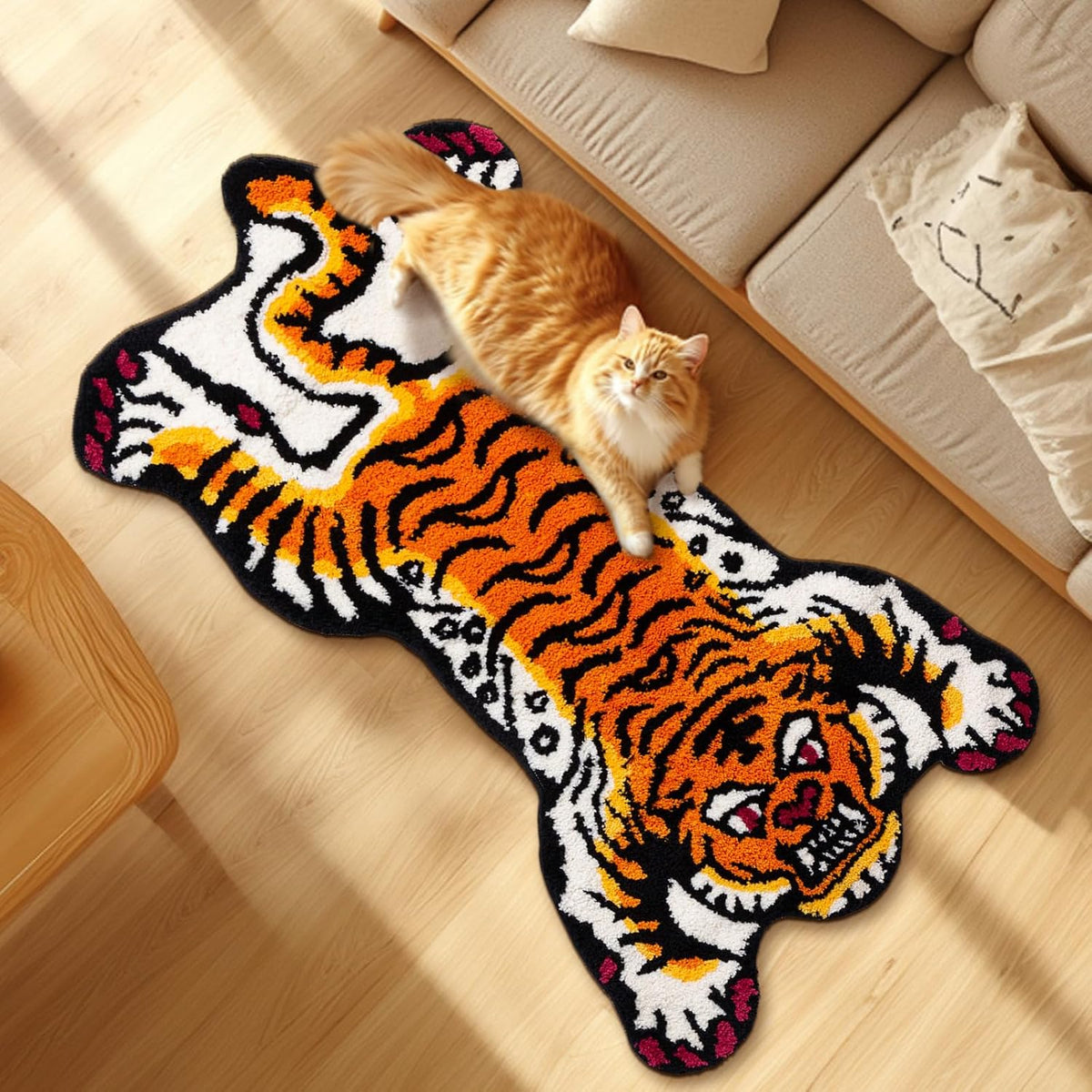 Tibetan Tiger Bath Mat Bathroom Rug Soft Non Slip Orange 24"x40"
