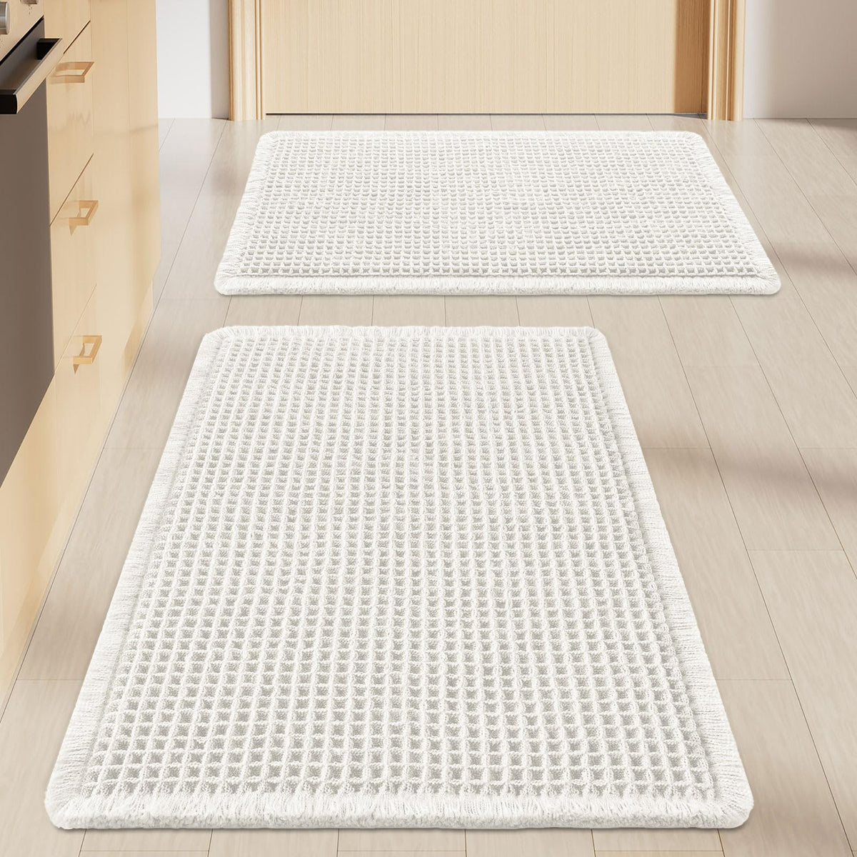 Smiry Waffle Bathroom Rugs Sets 2 Piece (30x20+24x16, Brown)