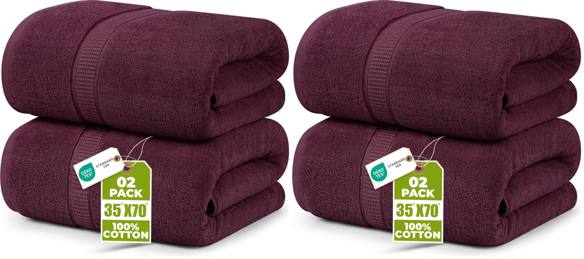 Utopia Towels Jumbo Bath Sheets, 2 Pack, 35x70 in, 600 GSM Cotton, Grey