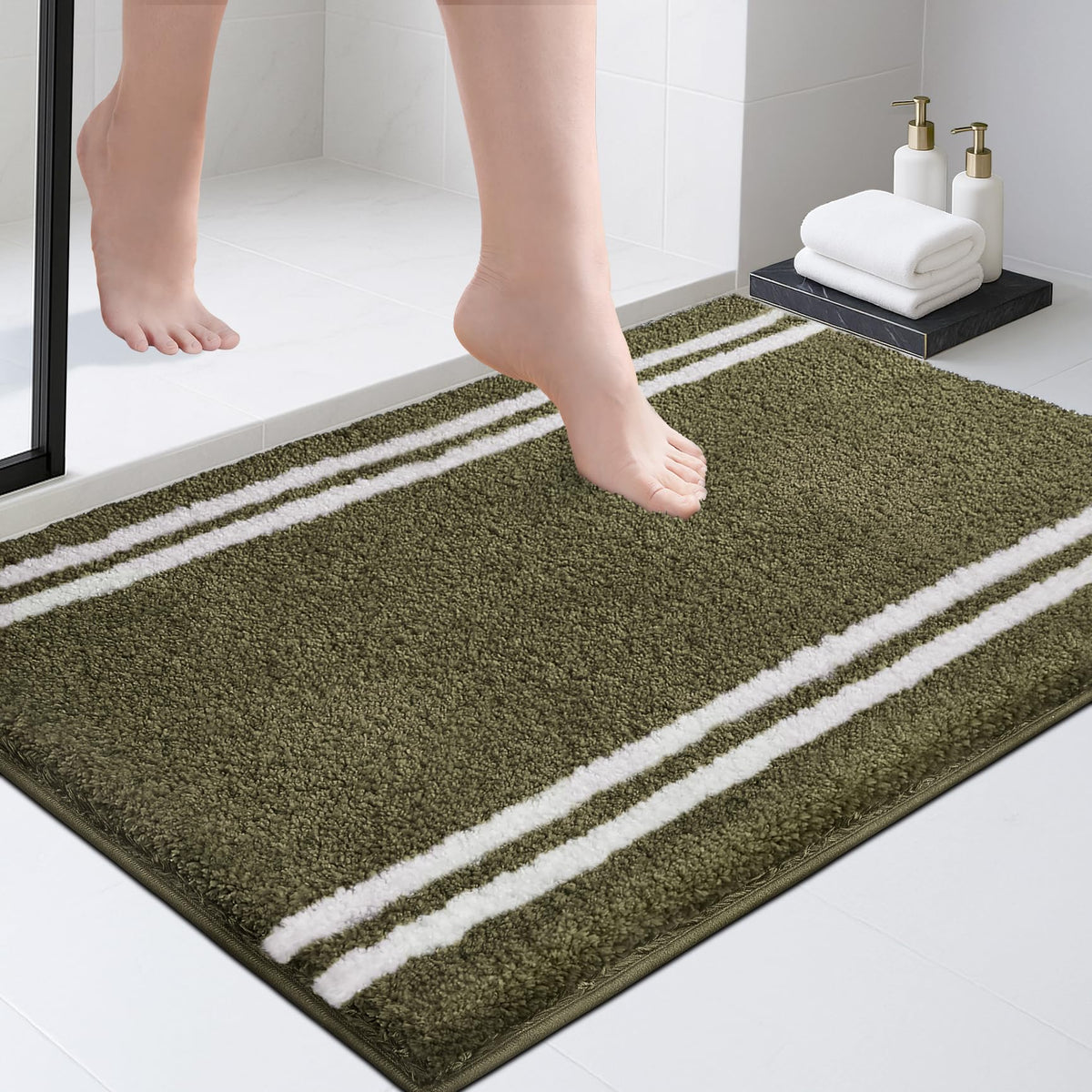 PURRUGS Bathroom Runner Rug, Bath Mat, 24" x 60", Beige