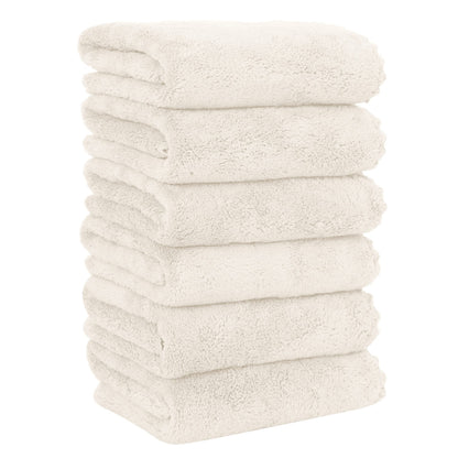 MOONQUEEN 6 Pack Premium Hand Towels - Quick Drying - Microfiber Coral Velvet Highly Absorbent Towels - Multipurpose Use as Hotel, Bathroom, Shower, Spa, Hand Towel 16 x 28 inches (Brown)