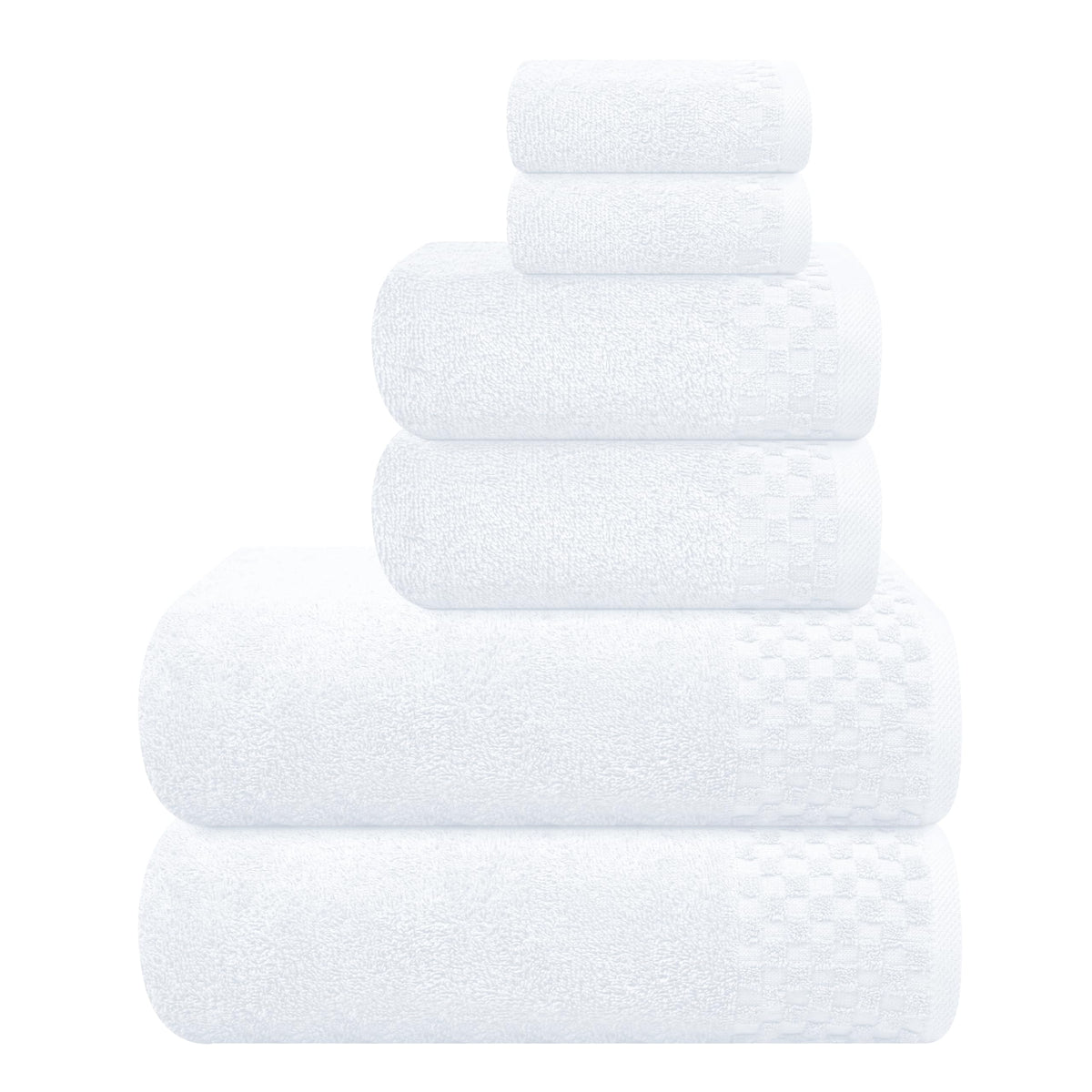 MyOwn Premium Cotton 6 Pack Towel Set for Bathroom, Contains 2 Bath Towels 28x55 inch, 2 Hand Towels 16x24 inch & 2 Wash Coths 12x12 inch, Ideal Everyday use, Compact & Lightweight - Black